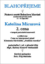 Blahopřání - K. Micurová - PSBM 2025 - 2. cena + zvl. cena